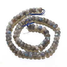 Бусины Натуральный Лабрадорит, На нитях, Граненый, Рондель, Цвет: Серый, Размер: 8x5~6мм, Отв. 1мм, около 72шт/39см/нить, (УТ100022791)