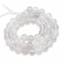 Намистини Натуральний Хмарний Кварц, На нитках, Круглі, Колір: Сірий, Розмір: 8 мм, Отвір 1мм, близько 45шт / 38см / нитка, (УТ100022824)