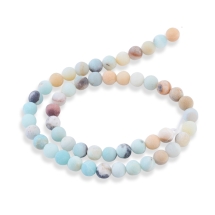 Намистини Натуральний Амазонит, На нитках, Круглі, Морозний Стиль, Колір: Мікс, Розмір: 10 ~ 10.5мм, Отвір 1.2мм, близько 36шт / 38см / нитка, (УТ100022832)