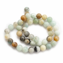 Намистини Натуральний Амазонит, На нитках, Круглі, Світло-зелений, 8мм, Отвір 1.5мм, близько 48шт/38см/нитка, (УТ100022838)