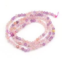 Бусины Натуральный Клубничный Кварц Круглые Граненые, 3мм, Отверстие 0.5~0.6мм, около 140шт/38см/нить, (УТ100022846)