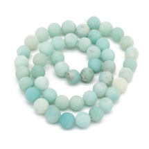 Бусины Натуральный Амазонит, На нитях, Круглые, Мороз Стиль, Цвет: Зеленый, Размер: Диаметр: 8мм, Отверстие 1мм, около 44шт/38см/нить, (УТ100022856)