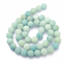 Бусины Натуральный Амазонит, На нитях, Класс А, Круглые, Матовые, 8мм, Отверстие 1мм, около 47шт/39см/нить (УТ100022864)