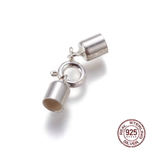 Срібло 925 Застібка Кільце Пружинне та Кінцівки для Шнура, 22мм, Застібка 9x7.5x3мм, Кінцівка 8x4,5мм, 1 набір, (УТ100022891)