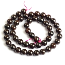 Намистини Натуральний Гранат Круглі, 8мм, Отвір 1мм, близько 46шт/36см/нитка, (УТ100022940)