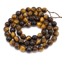 Бусины Натуральный Тигровый Глаз, Класс АВ, Граненые, На нитях, Круглые, 8мм, Отверстие 1мм, около 44шт/37см/нить (УТ100022964)