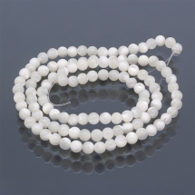 Намистини з Морських Ракушок Натуральний Перламутр Круглі, Білий, 3.7~4.5мм, Отвір 0.8мм, близько 95шт/38см/нитка, (УТ100022984)