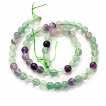 Намистини Натуральний Флюорит, На нитках, Круглі, Колір: Мікс, Розмір: 6мм, Отвір 1мм, близько 59шт / 38см / нитка, (УТ100023007)
