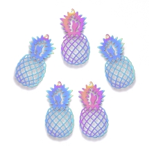 Кулон Подвеска Филигрань Ананас Нержавеющая Сталь, Мультицвет, 35.5x16x0.3мм, Отверстие 1мм, (УТ100023011)