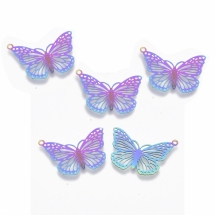 Кулон Филигрань, Нержавеющая Сталь, Бабочка, Мультицвет, 18x26x0.3мм, Отверстие 1.2мм, (УТ100023012)