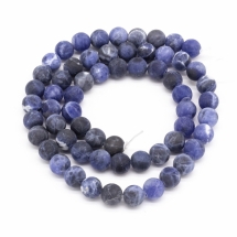 Намистини Натуральний Содалит, На нитках, Матові, Круглі, Синій, 6мм, Отвір 1мм, близько 60шт / 37см / нитка, (УТ100023024)
