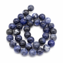 Намистини Натуральний Содаліт, Круглі, 10мм, Отвір 1мм, близько 38шт/38см/нитка, (УТ100023031)