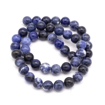 Намироби Натуруральний Содалит Круглі, 8мм, Отвір 1мм, близько 45шт/37см/нитка, (УТ100023033)
