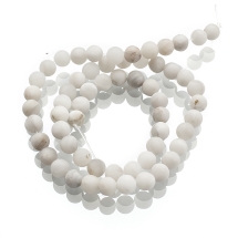 Бусины Натуральный Агат, Круглые, На нитях, Морозный Стиль, Окрашенные, Цвет: Белый, Размер: 6~6.5мм, Отв 1мм, около 60шт/37см/нить, (УТ100023077)