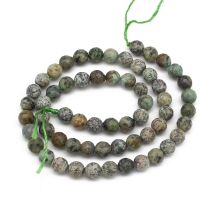 Бусины Натуральная Африканская Бирюза Круглые, Граненые, 6мм, Отверстие 1мм, около 61шт/36см/нить, (УТ100023111)