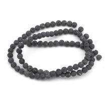 Бусины Натуральная Лава, На нитях, Круглые, Неполированные, Серый, 4мм, Отверстие 1мм, около 90шт/37см/нить, (УТ100023112)