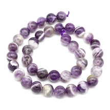 Намистини Натуральний Аметист, На нитках, Круглі, Колір: Фіолетовий, Розмір: 10мм, Отвір 1.5мм, близько 40 ~ 38шт / 38см / нитка, (УТ100023131)