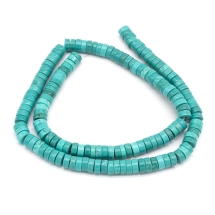 Бусины Натуральный Говлит, на нитях, Диск, Цвет: Бирюзовый, Размер: 6x3мм, Отверстие 1мм, около 123шт/36см/нить, (УТ100023290)