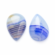 Кабошоны Натуральный Полосатый Агат, Окрашенные, Капля, Синий, 25x18x6-7мм (УТ100022535)