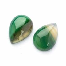 Кабошоны Натуральный Полосатый Агат, Окрашенные, Капля, Зеленый, 25x18x6-7мм (УТ100022536)