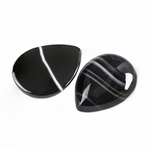 Кабошони Натуральний Смугастий Агат, Пофарбовані, Крапля, Чорний, 25x18x6-7мм (УТ100022537)