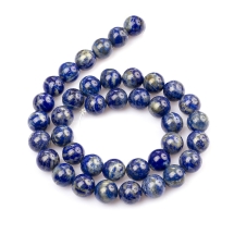 Бусины Натуральный Лазурит Круглые, 10мм, Отверстие 1мм, около 35шт/35см/нить, (УТ100023413)