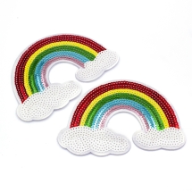 Нашивка на Одежду, Вышитая нашивка, Аппликация с пайетками, Радуга, Размер: 101x144x1.5мм, (УТ100023434)