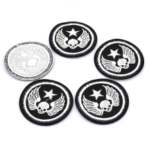 Нашивка на Одежду, Вышитая нашивка, Термонаклейка, Аппликация, Череп, Крылья, Звезда, Размер: 55мм, (УТ100023442)