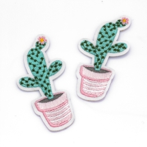 Нашивка на Одежду, Вышитая нашивка, Термонаклейка, Аппликация, Кактус, Размер: 80x39x1.5мм, (УТ100023470)