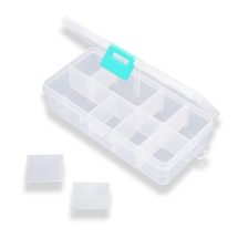 Контейнер для Бисера и Бусин, Пластик, Прямоугольный, на 10 Отсеков, Цвет: Белый, Размер: 13.5x7x3см, (УТ100023490)