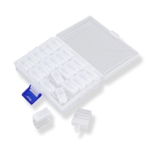 Контейнер с Коробочками для Бисера и Бусин Полипропилен, Контейнер 12.6x8.7x3.3см, Коробочка 2.7x1.35x2.8см, 24шт/набор, (УТ100023538)