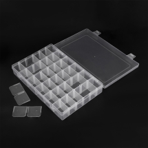 Контейнер для Бисера и Бусин, Пластик, Прямоугольный, 36 Отсеков (съемных), Цвет: Бесцветный, Размер: 17.8x28x4.5см, (УТ100023543)