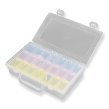 Контейнер для Бисера и Бусин, Пластик, Разноцветный, Прямоугольный, 21 Съемный Отсек, Размер: 13x22x5см, (УТ100023544)