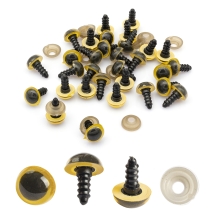 Глазки с Фиксатором и Штифтом для Игрушек Круглые, Золотистые, 14мм, (УТ100023546)