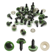 Глазки с Фиксатором и Штифтом для Игрушек Круглые, Зеленые, 14мм, (УТ100023556)