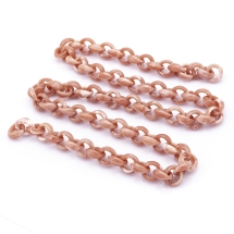 Ланцюг Акрилова ручної роботи, Плетіння Якірне, Імітація натурального Каменя, Колір: Рожево-коричневий, Ланка: 20x18x8мм, 1м / нитка, (УТ100023656)