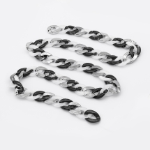 Ланцюг Акрилова ручної роботи, Імітація натурального Каменя, Пластик CCB з металевим покриттям, Колір: Чорний, Ланка: 29x21x6мм, близько 60шт / 1м / нитка, (УТ100023671)