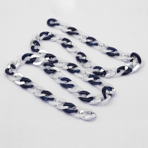 Ланцюг Акриловй ручної роботи, Імітація натурального Каменя, Колір: Темно-синій, Пластик CCB з Платиновим Покриттям, Ланка: 29x21x6мм, близько 60шт / 1м / нитка, (УТ100023676)