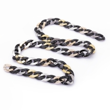 Цепь Акриловая Ручной Работы, Имитация Натурального Камня, Пластик CCB, Цвет: Черный, Звено: 29x21x6мм, 1м/нить, (УТ100023683)