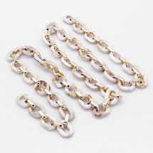 Ланцюг Акриловий Ручної Роботи, Овал, Імітація Мармуру, Квітково-білий, Пластик CCB, Ланка: 23.5x17.5x4.5мм і 18.5x11.5x4.5мм, 1м/нитка (УТ100023695)