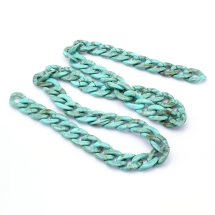 Ланцюг Акрилова ручної роботи, Плетіння Твіст, Імітація натурального Каменя, Колір: Бірюзовий, Ланка: 23.5x16.5x5.5мм, 1м / нитка, (УТ100023703)
