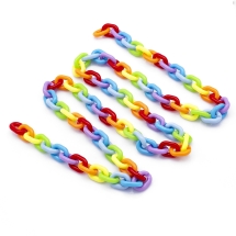 Ланцюг Акриловий ручної роботи, Плетіння Якірне, Овал, Колір: Різнобарвний, Ланка: 19x14x4мм, 1м / нитка, (УТ100023715)