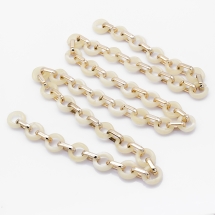 Ланцюг Акриловий ручної роботи, Прозорий, Овальний плоский, Колір: Античний білий, Ланка: 18.5x11.5x4.5мм, 1м / нитка, (УТ100023721)
