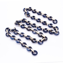 Ланцюг Акриловий ручної роботи, Прозорий, Овальний плоский, Колір: Синій, Ланка: 18.5x11.5x4.5мм, 1м / нитка, (УТ100023724)