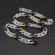 Ланцюг Акриловий ручної роботи, Прозорий, Плетіння Твіст, Колір: Синій, Ланка: 29 ~ 29.5x20.5 ~ 21x6мм, 1м / нитка, (УТ100023727)