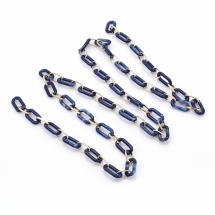 Цепь Акриловая Ручной Работы, Имитация Лазурита, Овальная, с Алюминиевыми Звеньями, Синий, Звено: 20.5x10.5x3мм и 15х8х1.5мм, 1м/нить (УТ100023734)