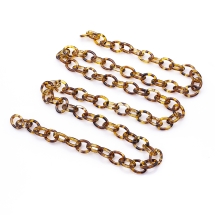 Ланцюг Акриловий ручної роботи, Прозорий, Овальний, Леопардовий принт, Колір: Золотистий, Ланка: 17,5x13x3мм, 1м / нитка, (УТ100023745)