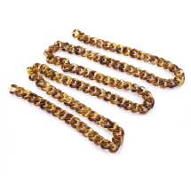 Ланцюг Акрилова ручної роботи, Прозора, Овальний, Леопардовий принт, Колір: Коричневий, Ланка: 16x13x3,5мм, 1м / нитка, (УТ100023748)