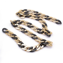 Ланцюг Акрилова ручної роботи, Пластик CCB, Колір: Чорний, Ланка: 29x21x6мм і 30x21x6мм, 1м / нитка, (УТ100023751)