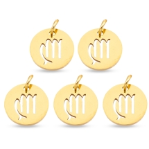 Подвеска Кулон Круглая Нержавеющая Сталь, Знак Зодиака Дева, Золото, 12х1мм, Отверстие 3мм, (УТ100023757)